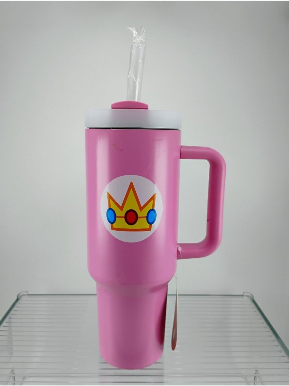 Super Mario Pink Crown Double-Wall Tumbler With Straw